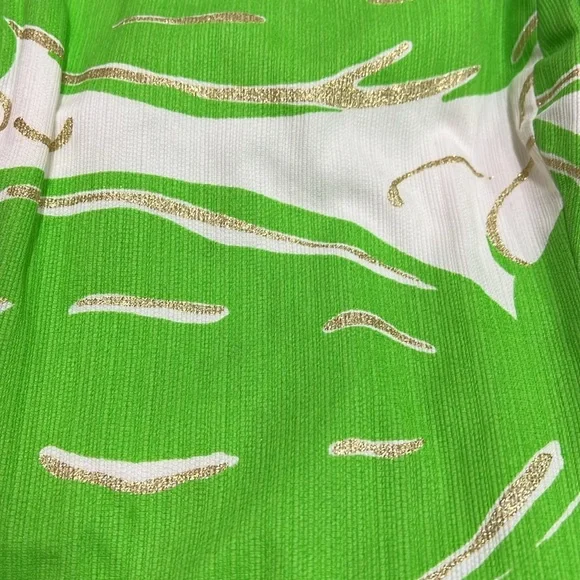 Lilly Pulitzer Lottie Dress‎ Stinger Bee Glitter Print Green Sleeveless Gold - Picture 8 of 8